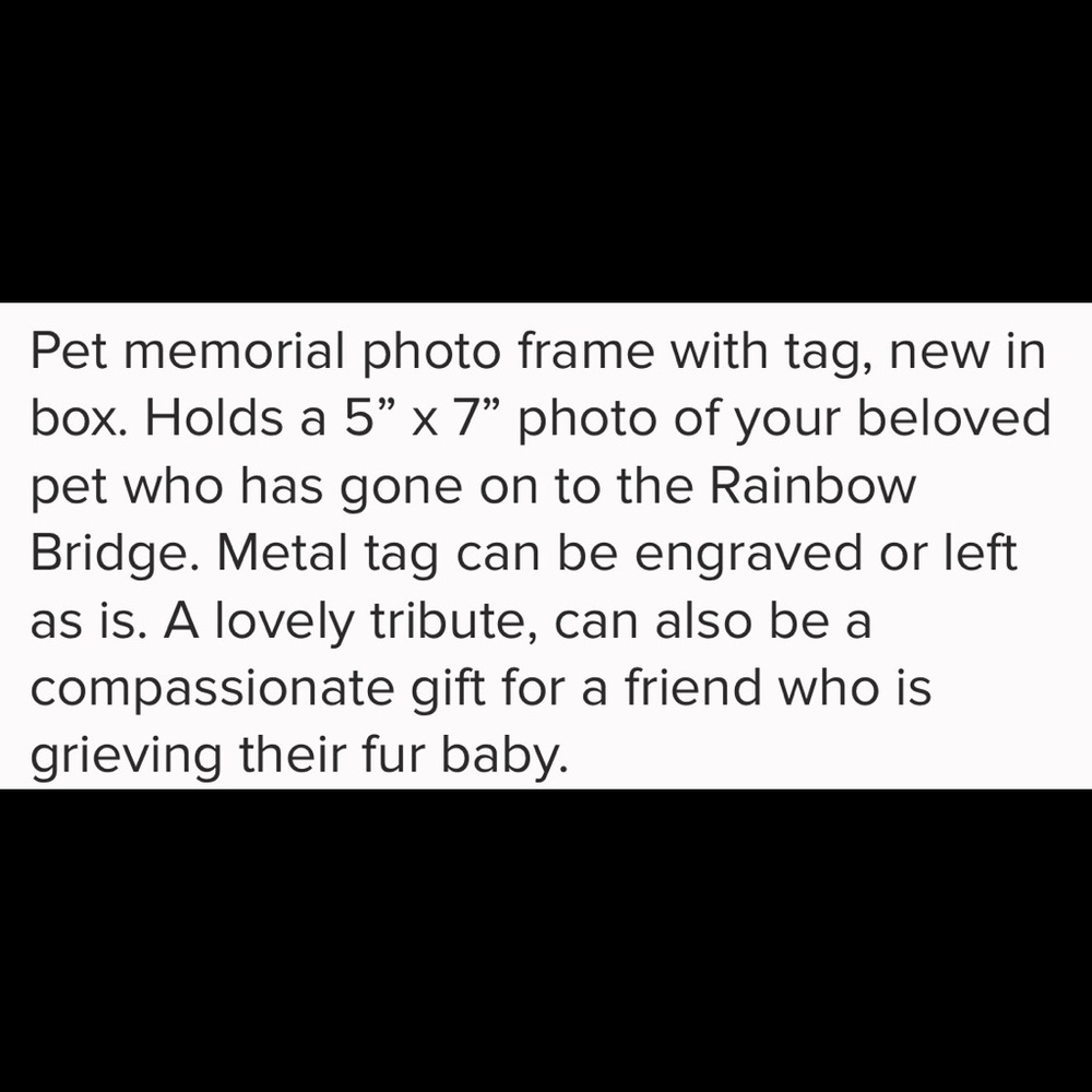 Pet Memorial Frame, New In Box - Picture 2 of 3